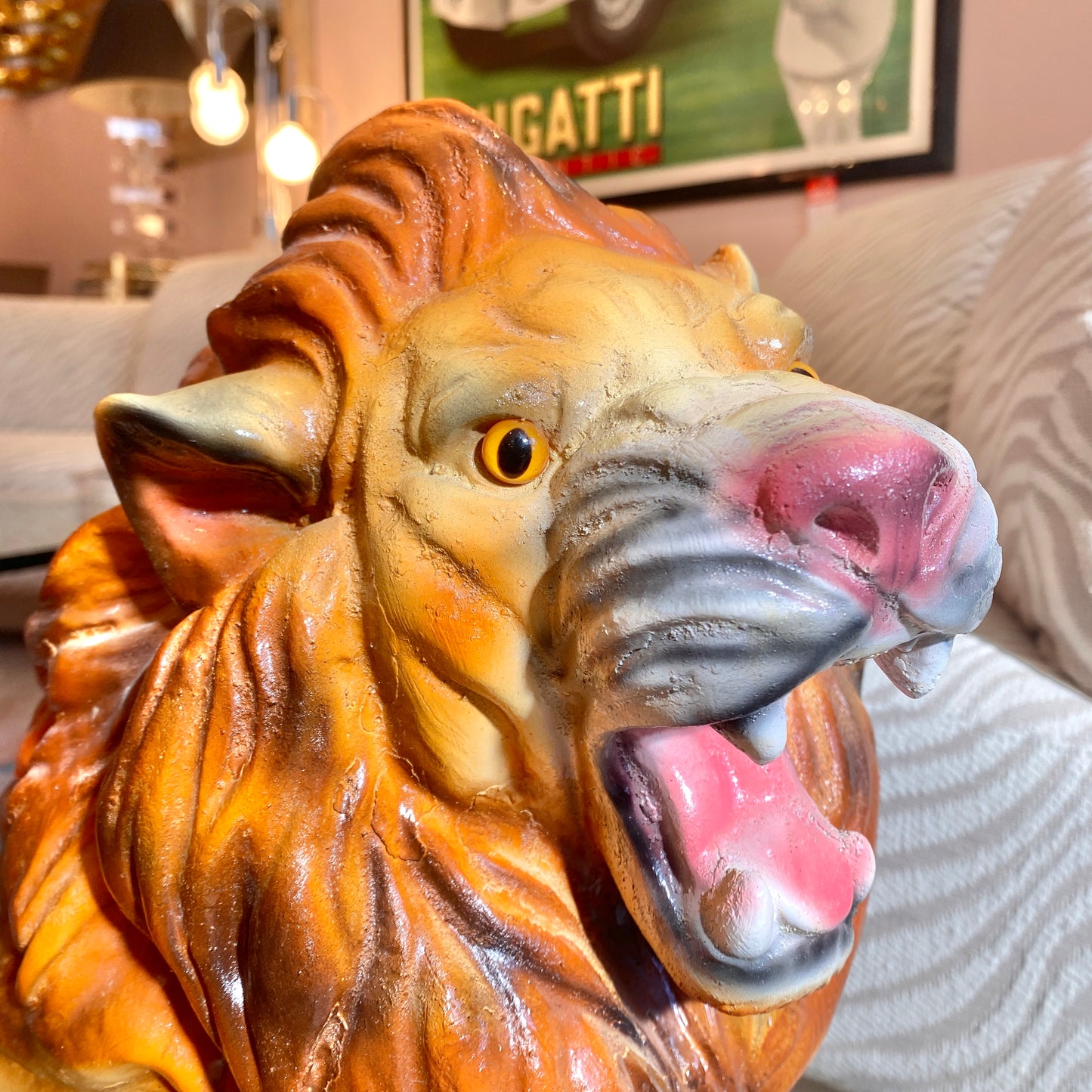 Vintage Plaster Lion Statue