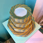 Vintage Fitz and Floyd Hexagonal "Capri Platinée" Dinnerware Set -24 Pieces