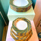 Vintage Fitz and Floyd Hexagonal "Capri Platinée" Dinnerware Set -24 Pieces