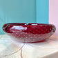 Large Vintage Garnet Bullicante Glass Ashtray