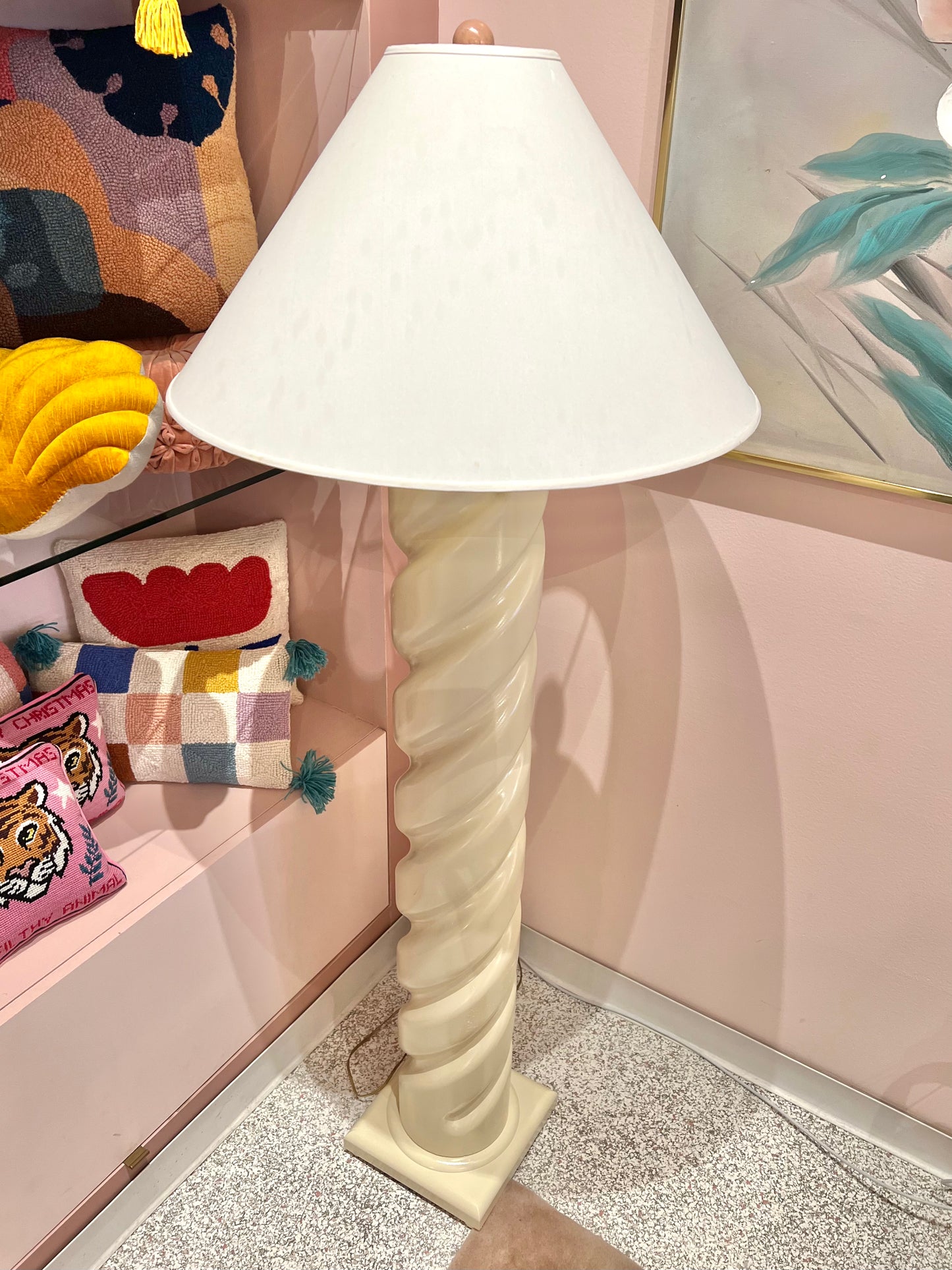 1980's Michael Taylor Style Spiral Floor Lamp