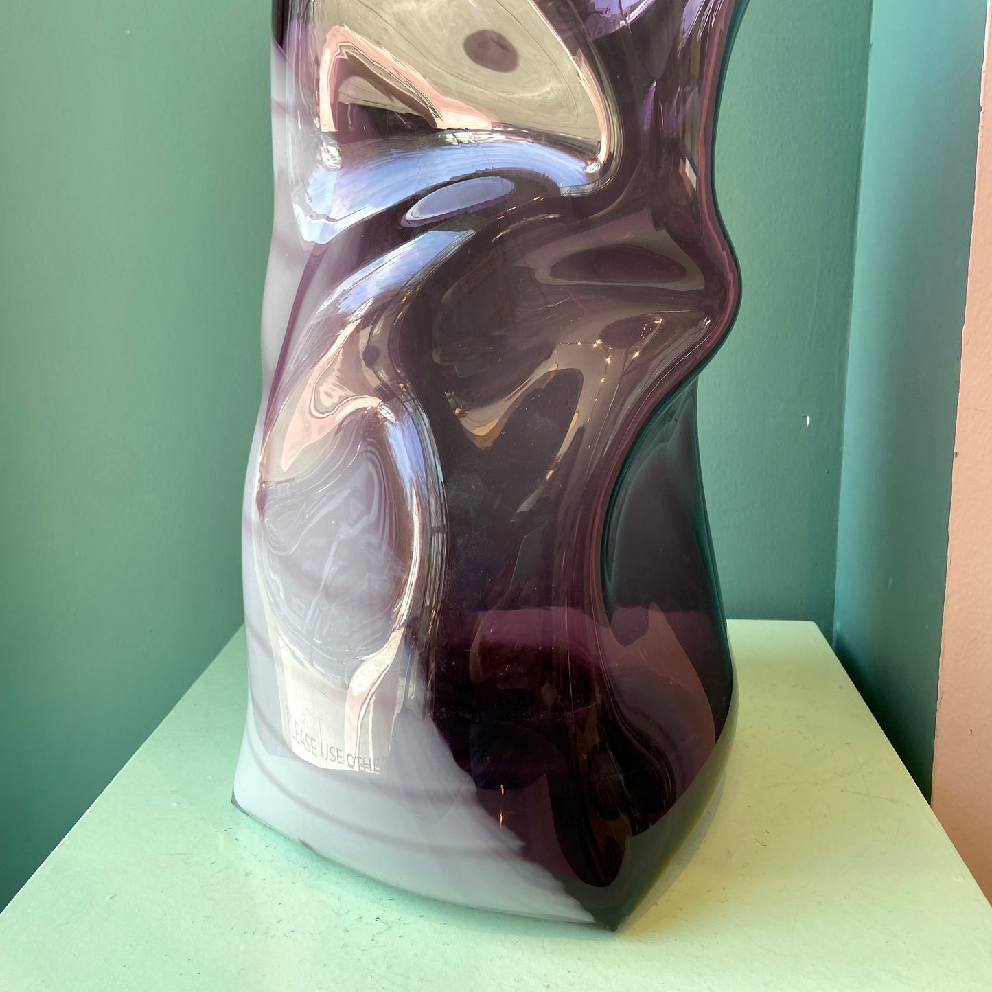 Vintage Hand Blown Abstract Paper Bag Glass Vase