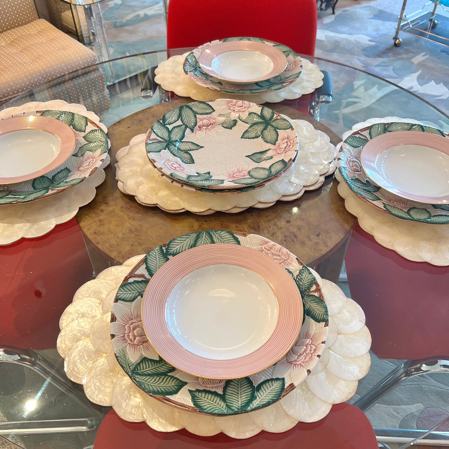 Set of 6 Fitz and Floyd 1989 Magnolia Dinner Charger Plates