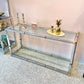1980's Chrome and Brass Bamboo Console Table