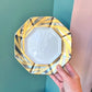 Vintage Fitz and Floyd Hexagonal "Capri Platinée" Dinnerware Set -24 Pieces