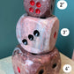 Pair of Large 3" Pink and Grey Marble Dice