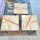 Set of 3 Mid Century Faux Marble and Walnut Stacking Side Tables