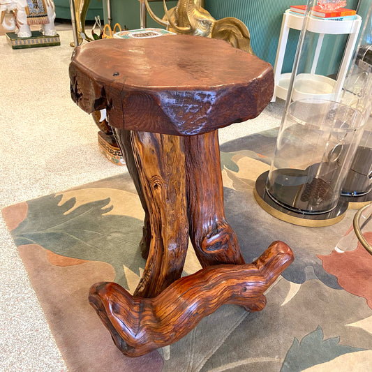 Vintage Live Edge Teak Root Wood Stool/Bench/Stand
