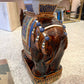 Vintage Hand Painted Terracotta Asian Elephant Plant Stand