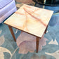 Set of 3 Mid Century Faux Marble and Walnut Stacking Side Tables