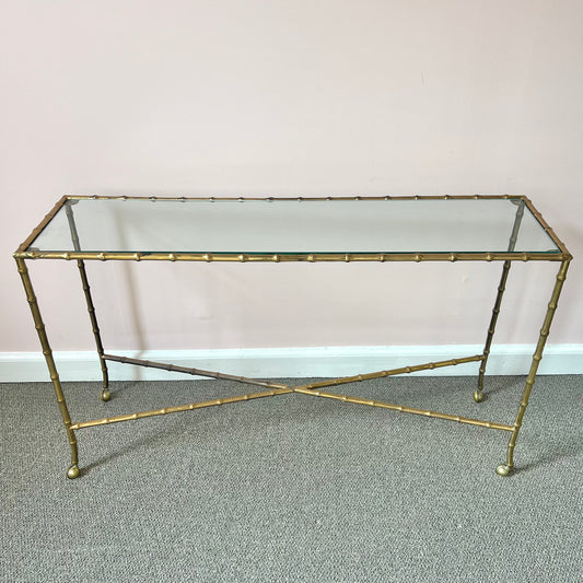 Vintage Brass Bamboo Console Table