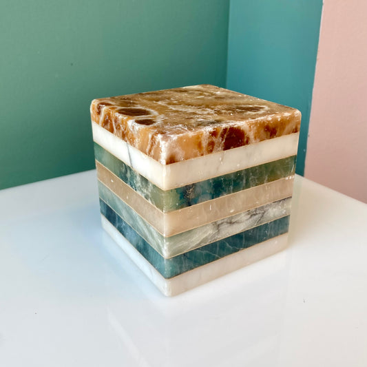 Vintage Italian Alabaster Cube Paperweight