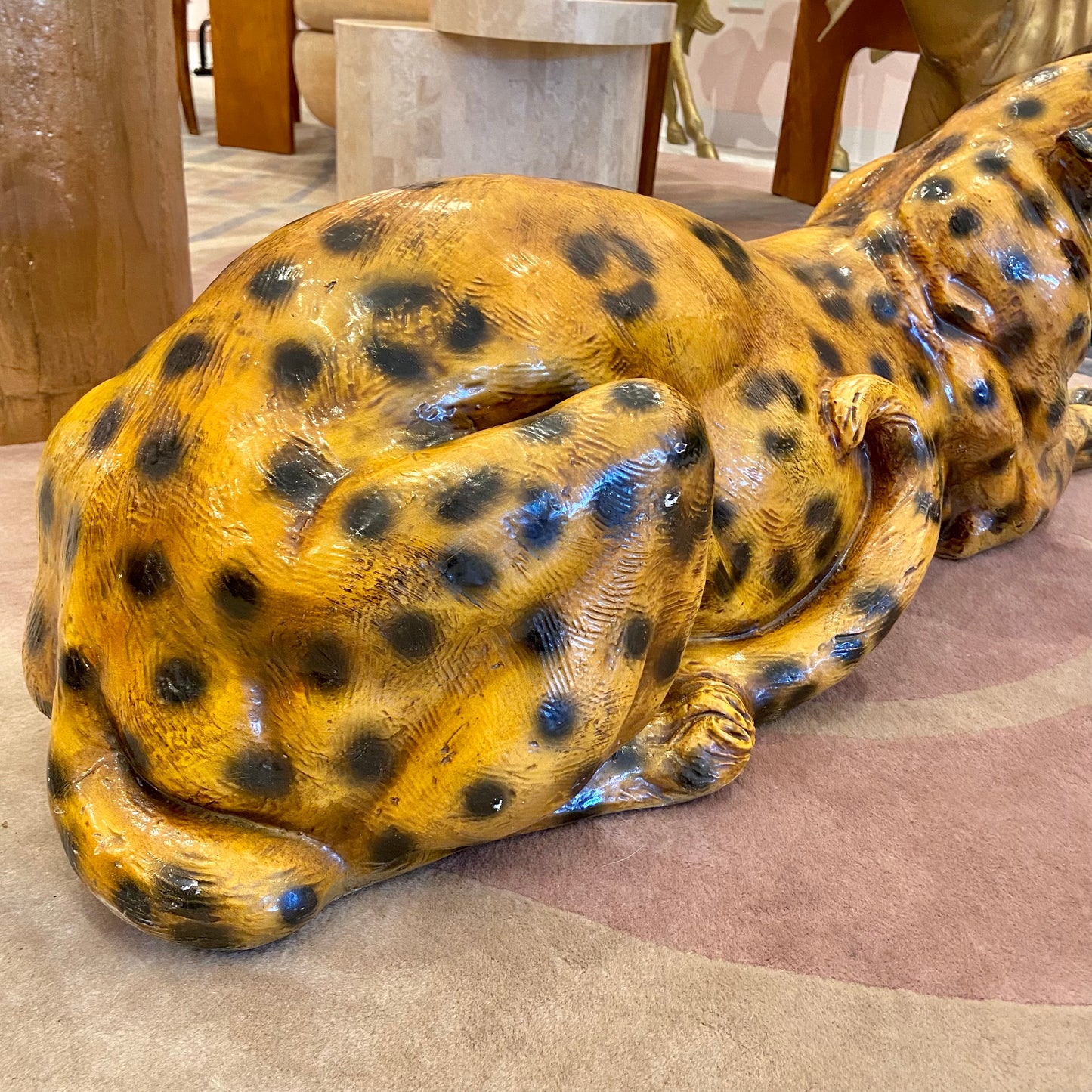 Extra Large Vintage Roaring Leopard Statue