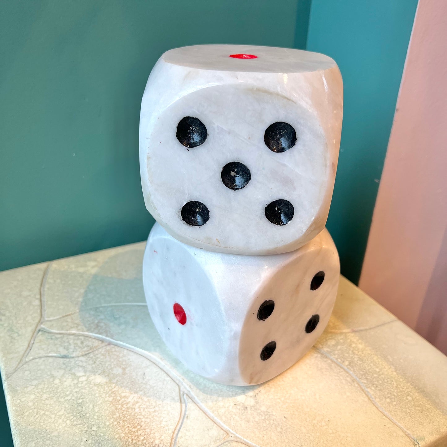 Extra Large 4" White Marble Dice