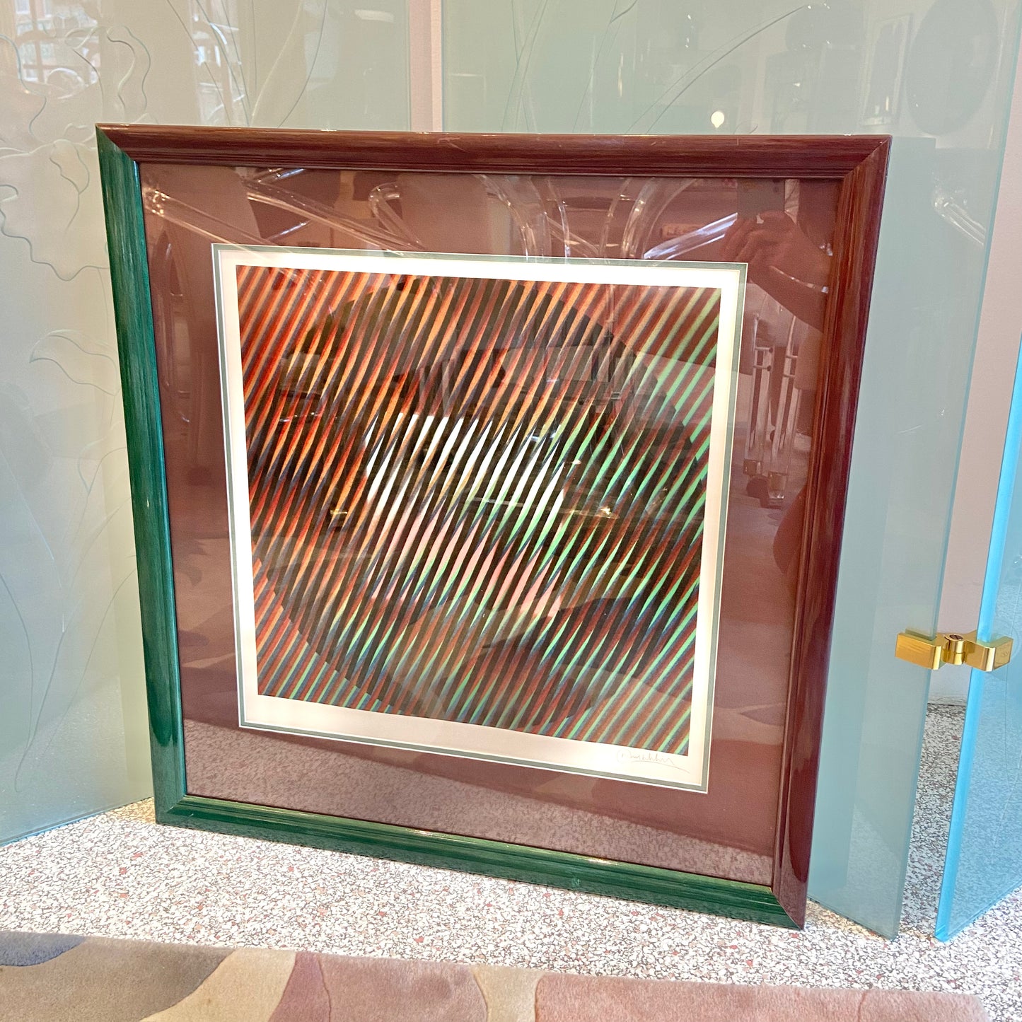 Vintage Framed Op Art Serigraph Signed