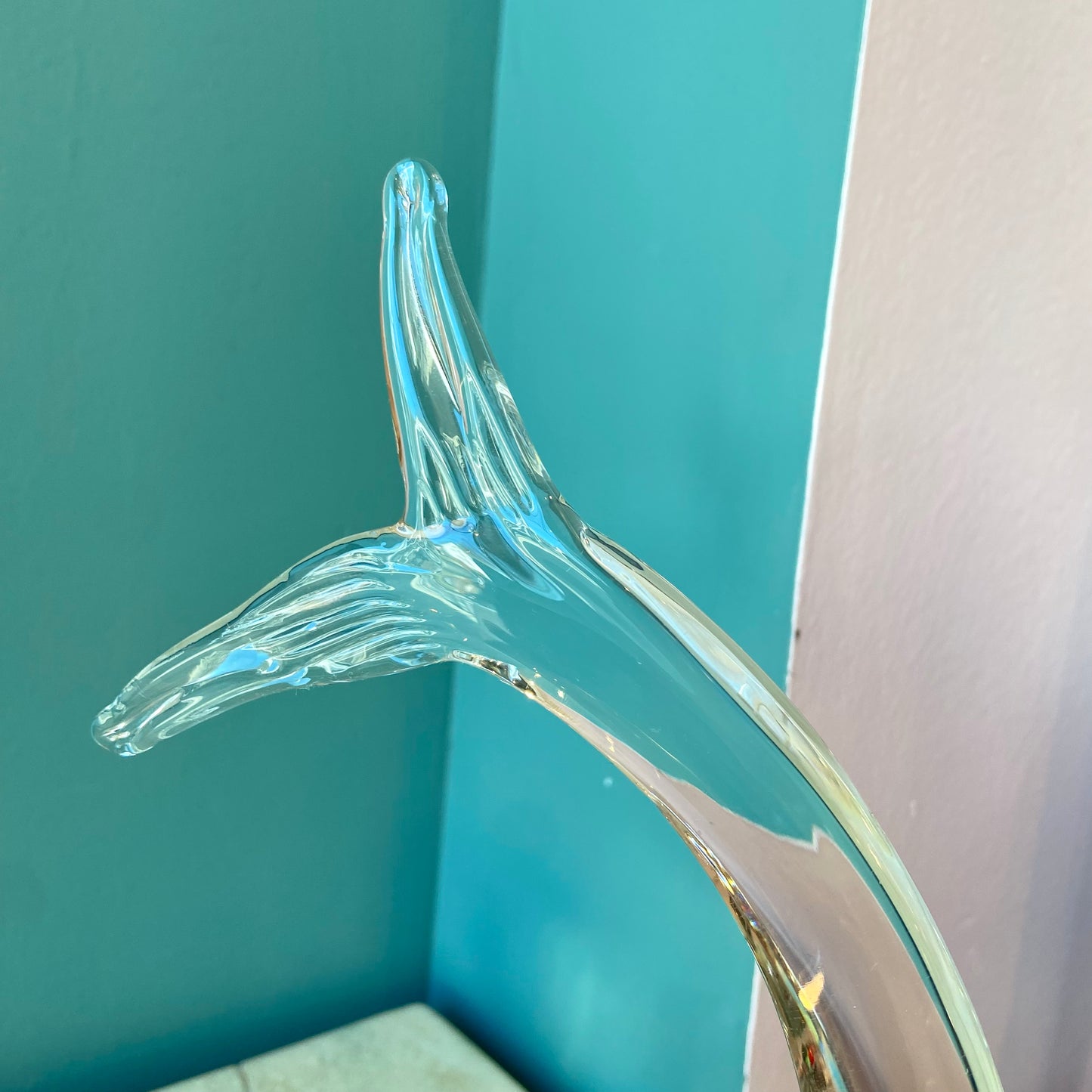 Vintage Crystal Glass Whale Sculpture