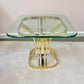 Vintage Curved Brass and Glass End Table