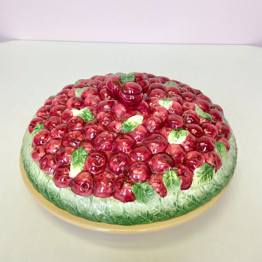 Vintage Ceramic Cherry Pie Dish and Lid