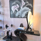 1980’s Black and White Large Postmodern Flower Lamp by Rougier