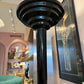 1980's Black Art Deco Style Stepped Torchiere Floor Lamp