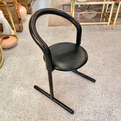 Vintage Black Postmodern Tubular Chair by Amisco