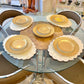 Vintage Fitz and Floyd Carre D'Or Gold Checkered Porcelain Dinner and Salad Plates - 12pc